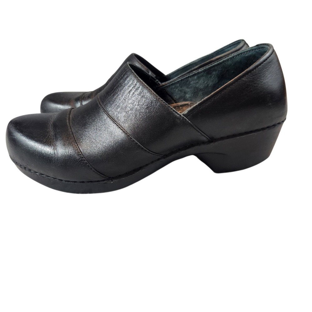 Dansko Clogs Women 42 Black Leather Pleated Professional Comfort 4806020200